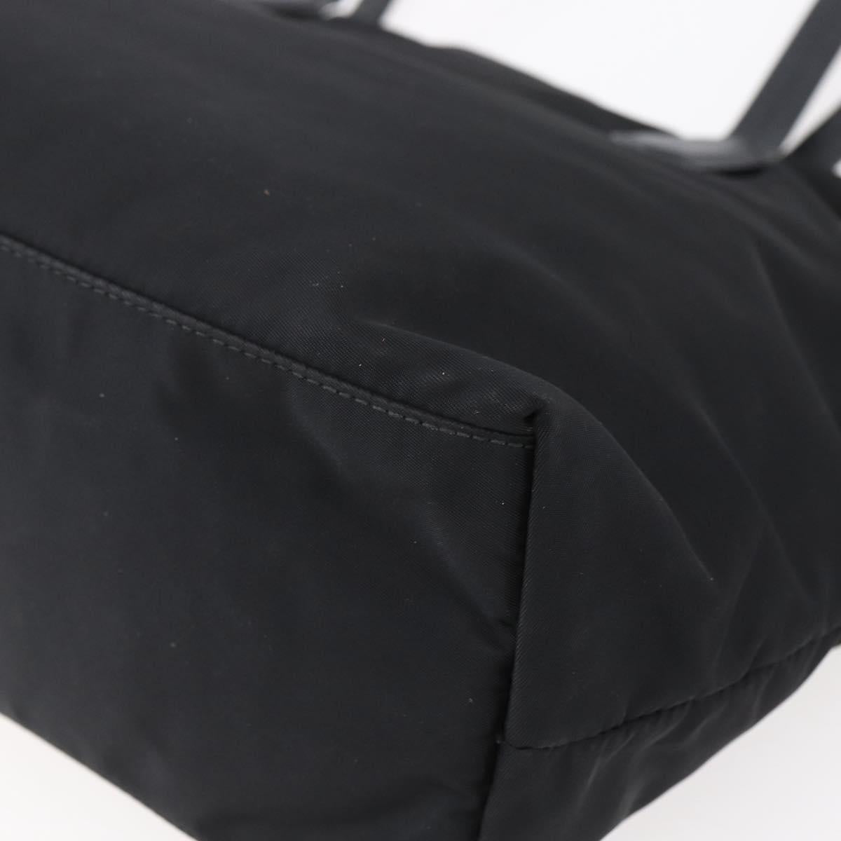 PRADA Tote Bag Nylon Black Gold Auth 154701