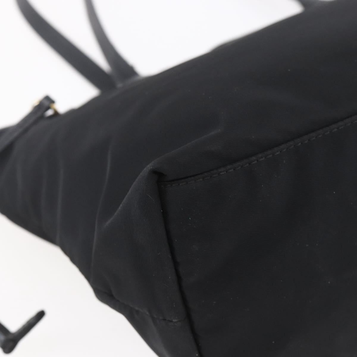 PRADA Tote Bag Nylon Black Gold Auth 154701