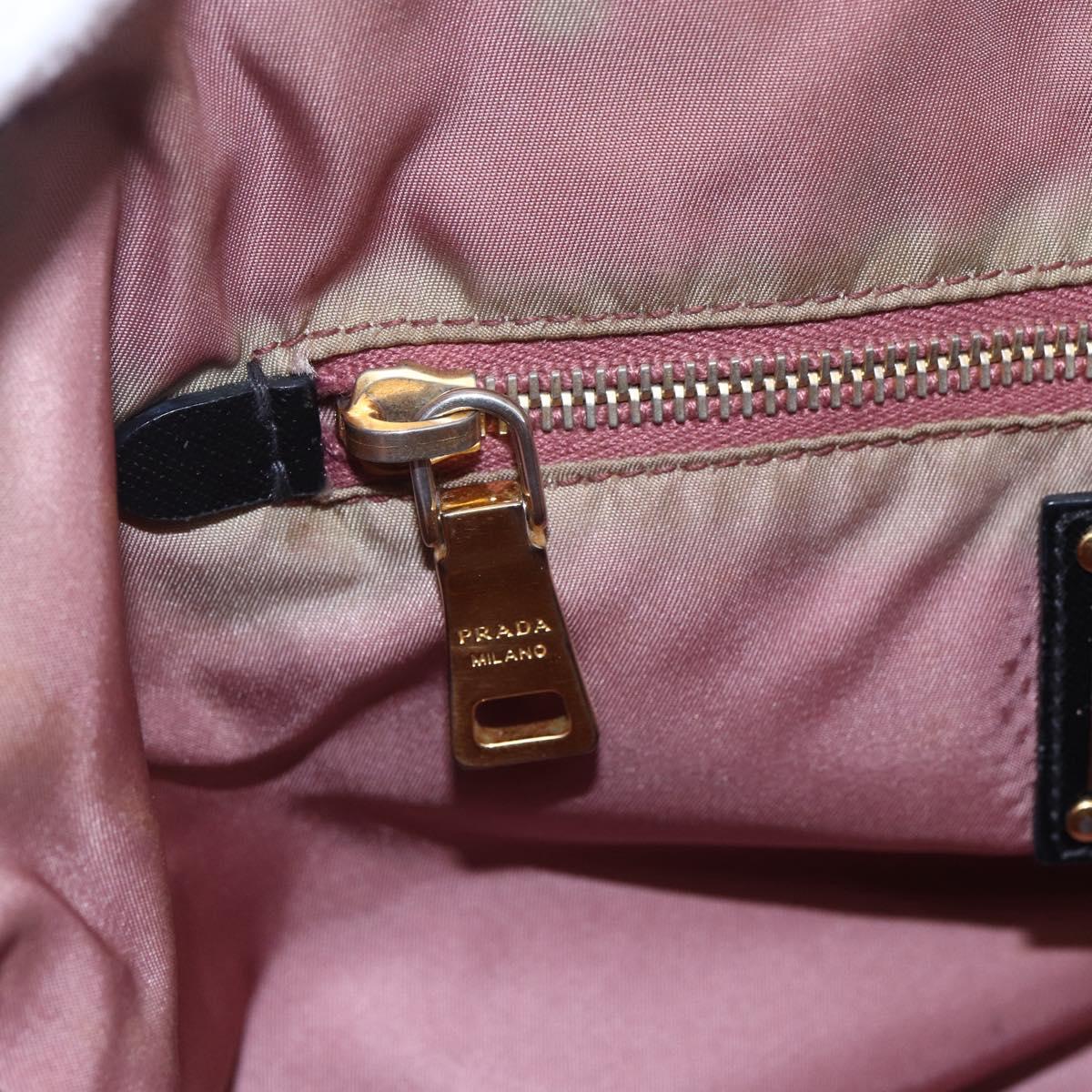 PRADA Tote Bag Nylon Black Gold Auth 154701