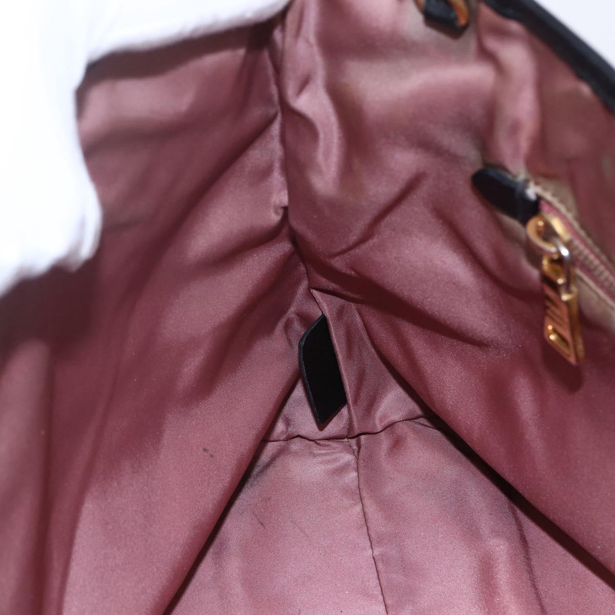 PRADA Tote Bag Nylon Black Gold Auth 154701