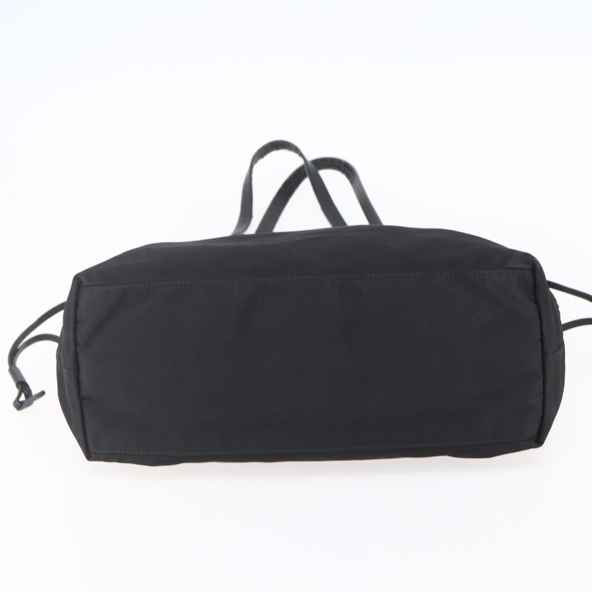 PRADA Tote Bag Nylon Black Gold Auth 154701