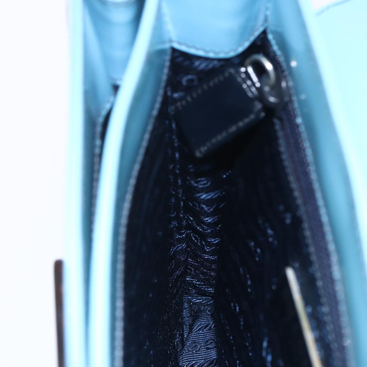 PRADA Hand Bag Enamel Light Blue Silver Auth 154702