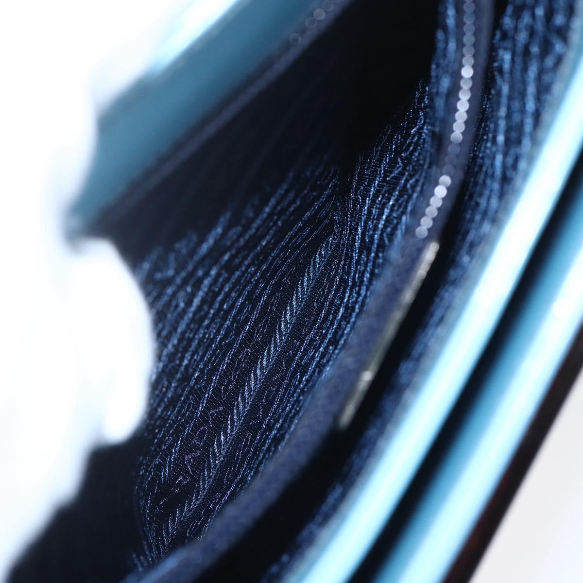 PRADA Hand Bag Enamel Light Blue Silver Auth 154702