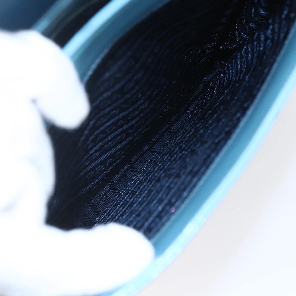 PRADA Hand Bag Enamel Light Blue Silver Auth 154702