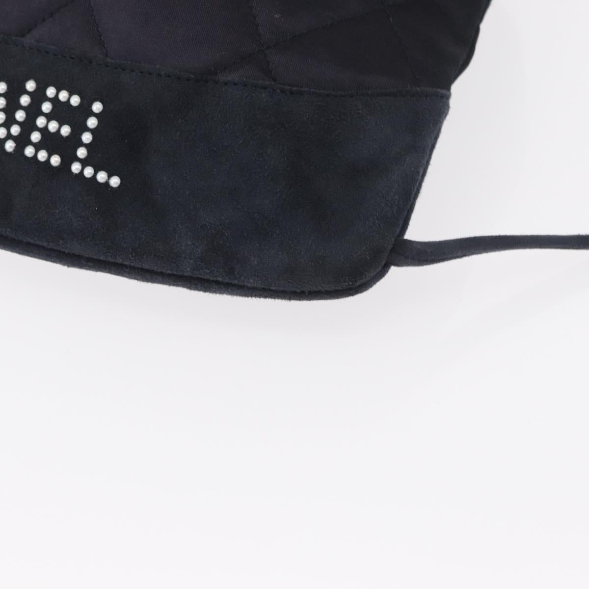 CHANEL Matelasse Backpack Satin Navy CC Auth 154704