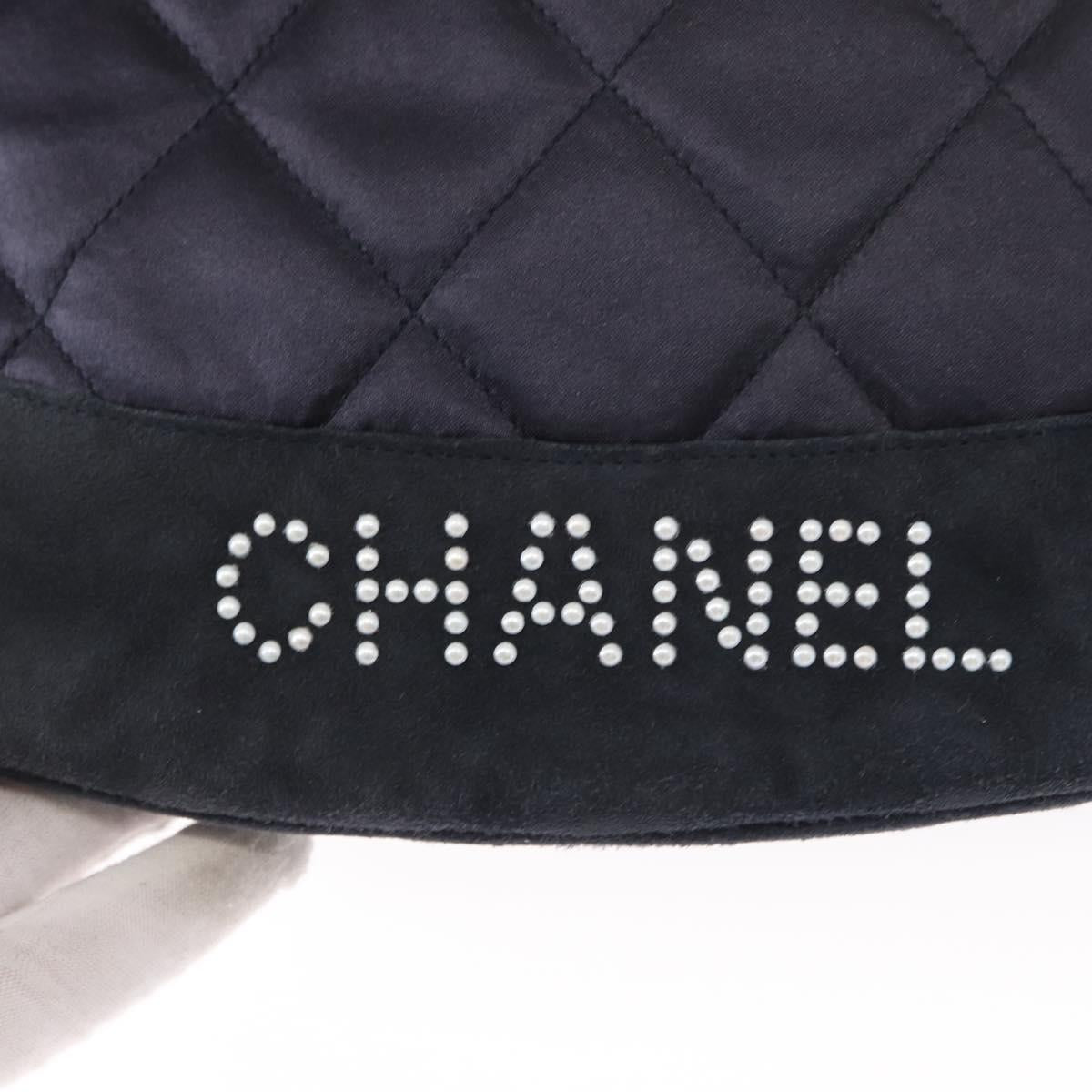 CHANEL Matelasse Backpack Satin Navy CC Auth 154704