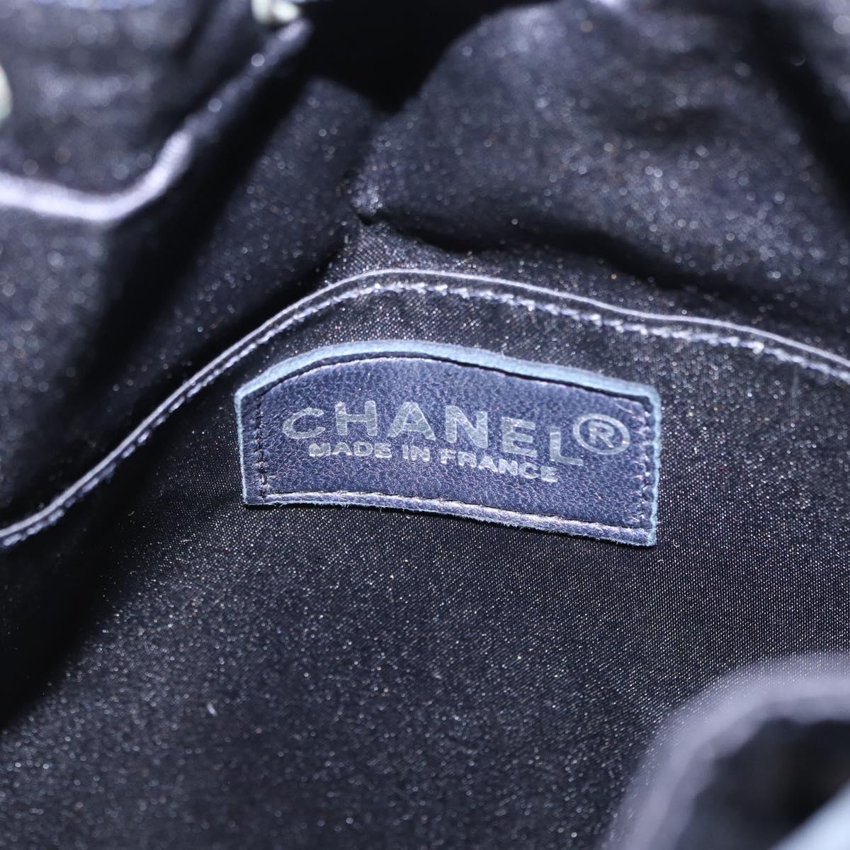 CHANEL Matelasse Backpack Satin Navy CC Auth 154704