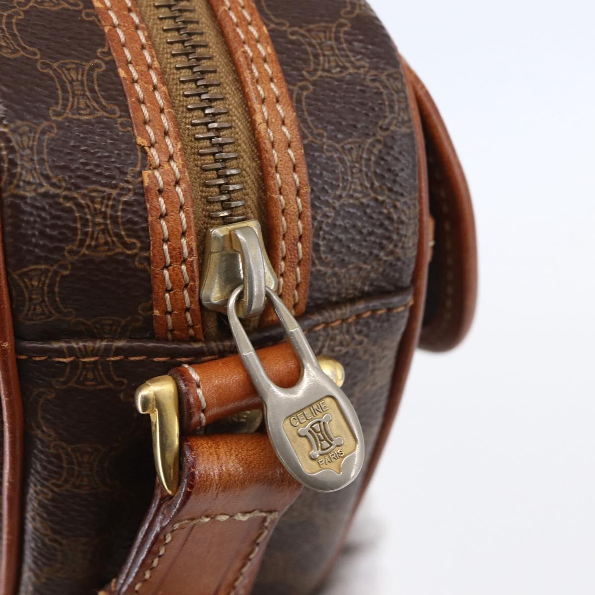 CELINE Macadam Canvas Shoulder Bag PVC Leather Brown Gold Auth 154705