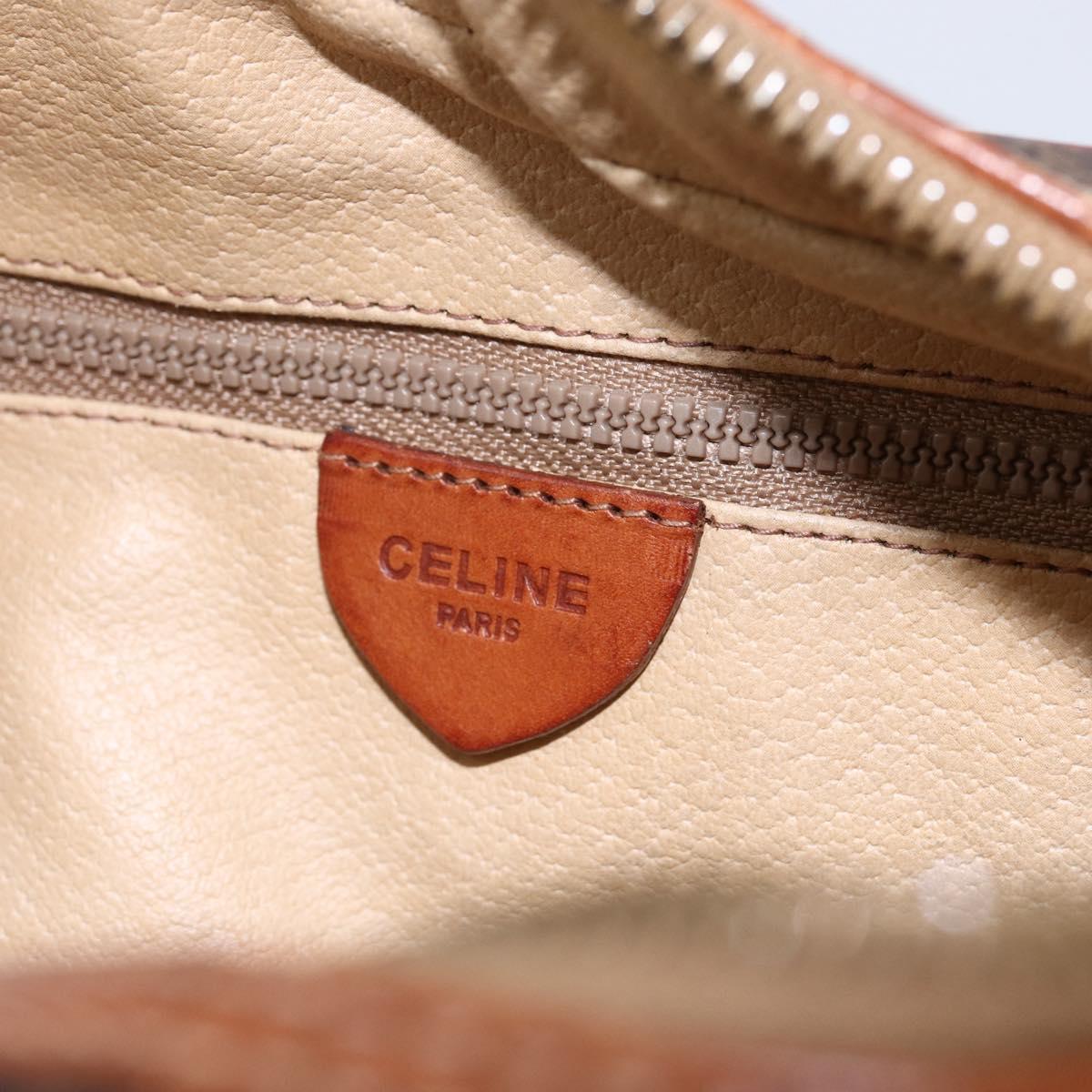 CELINE Macadam Canvas Shoulder Bag PVC Leather Brown Gold Auth 154705