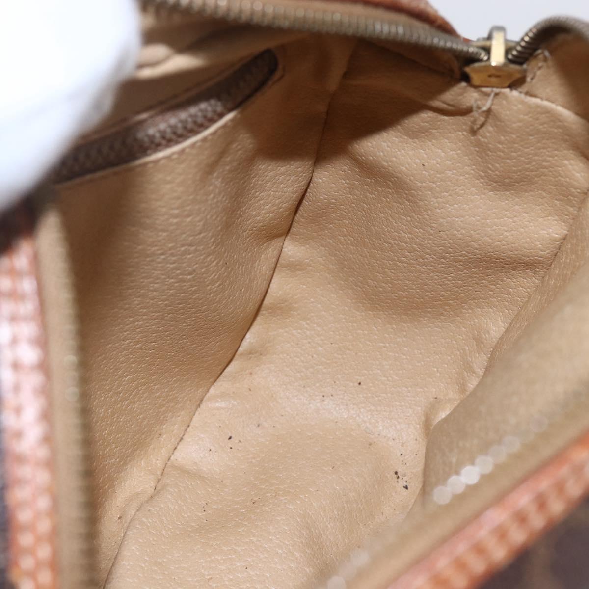 CELINE Macadam Canvas Shoulder Bag PVC Leather Brown Gold Auth 154705