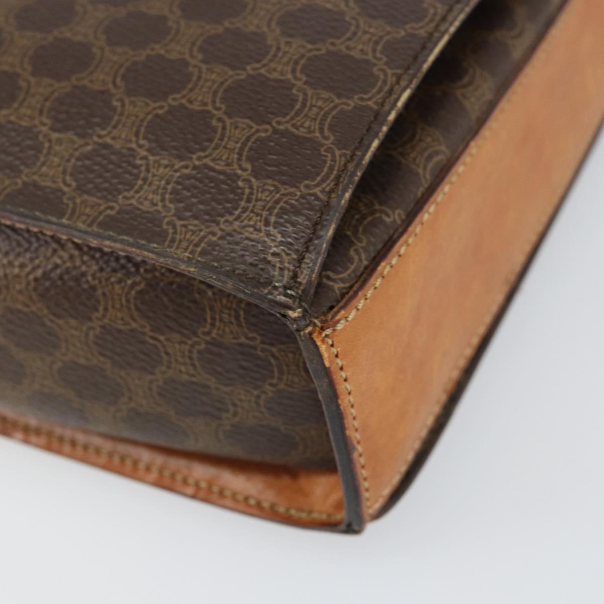 CELINE Macadam Canvas Shoulder Bag PVC Leather Brown Gold Auth 154706