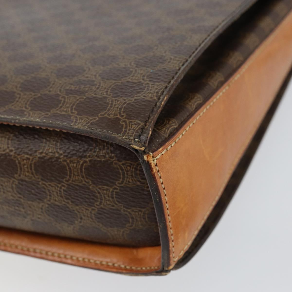 CELINE Macadam Canvas Shoulder Bag PVC Leather Brown Gold Auth 154706