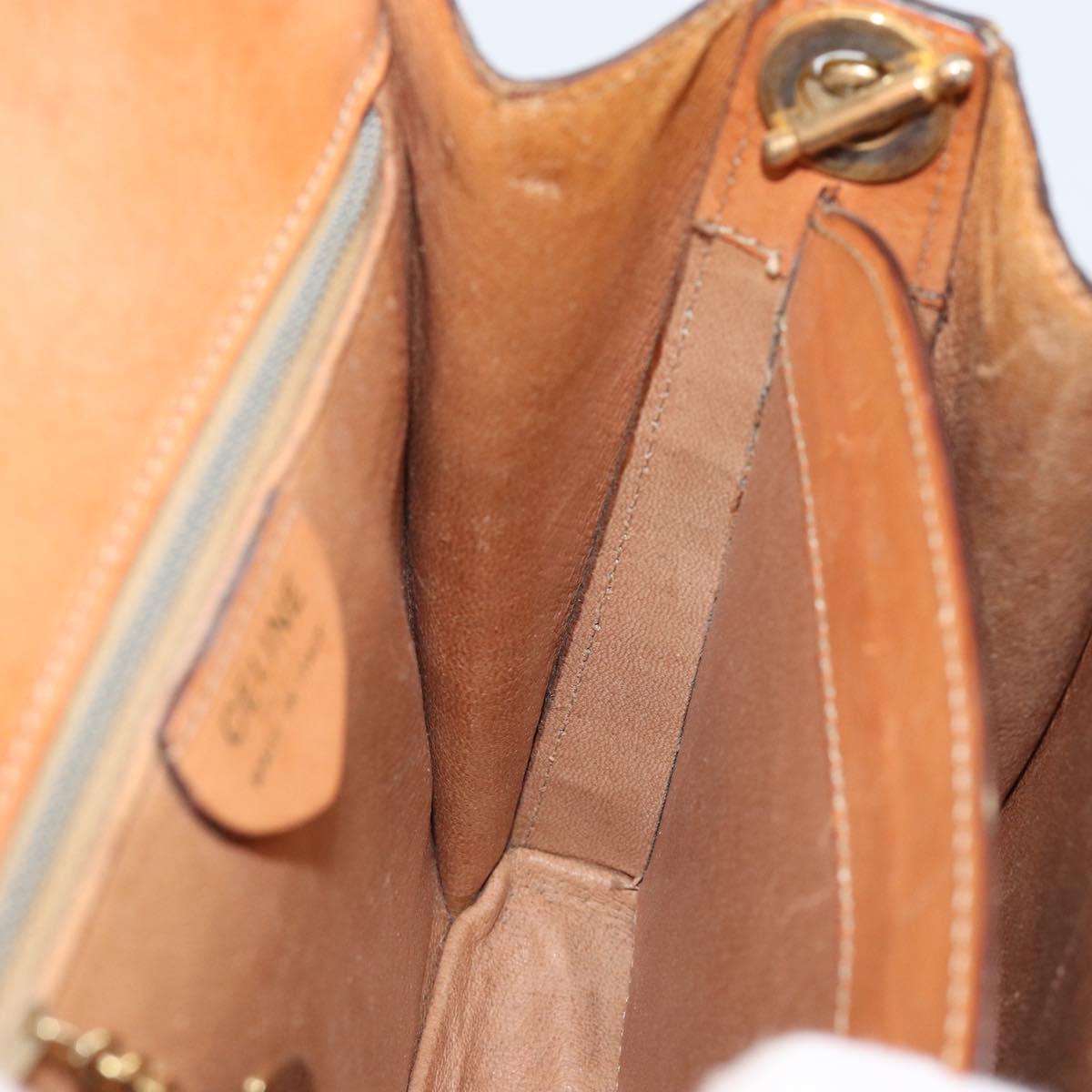 CELINE Macadam Canvas Shoulder Bag PVC Leather Brown Gold Auth 154706