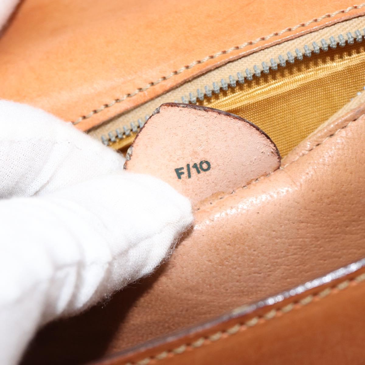 CELINE Macadam Canvas Shoulder Bag PVC Leather Brown Gold Auth 154706