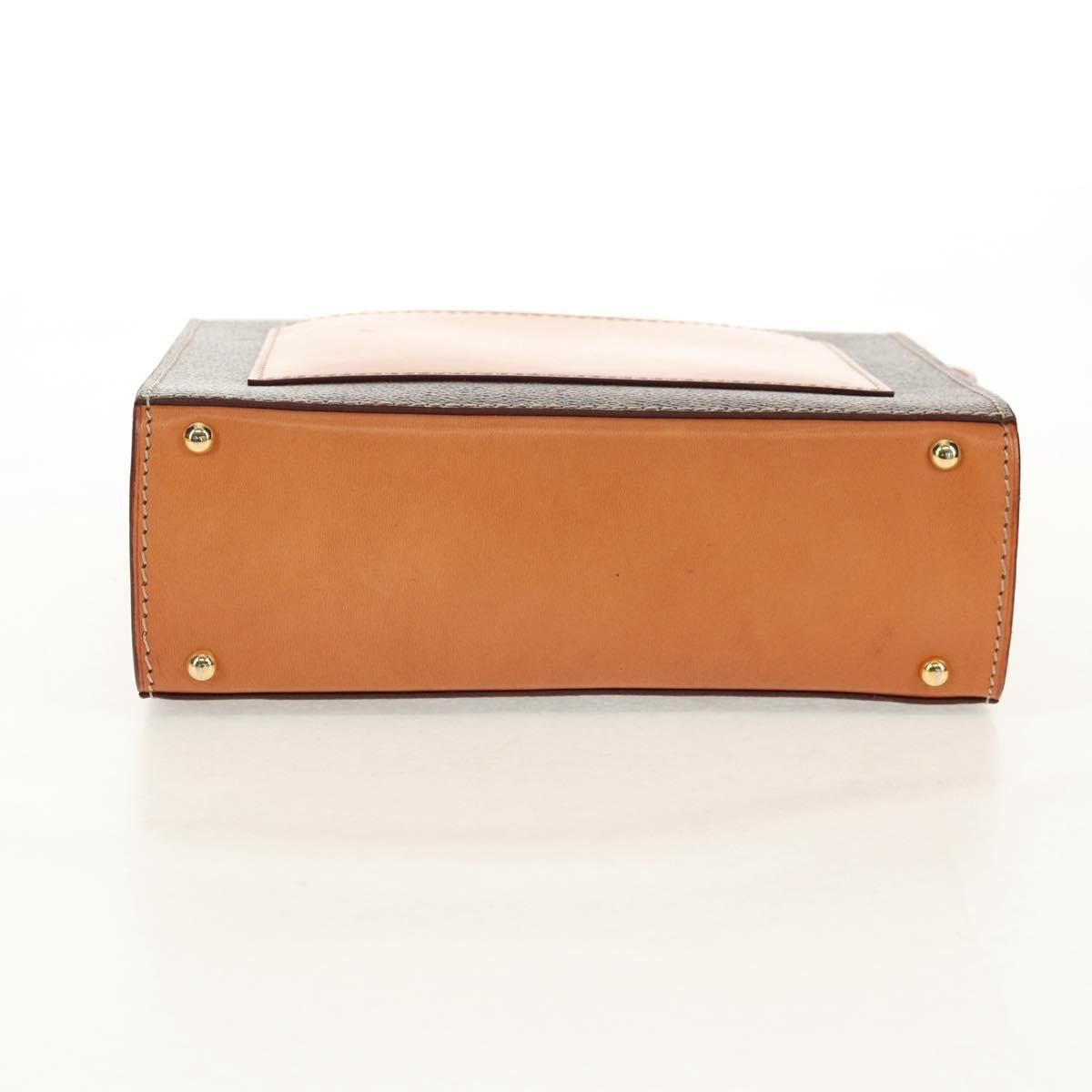 CELINE Macadam Canvas Hand Bag PVC Leather Brown Gold Auth 154707V