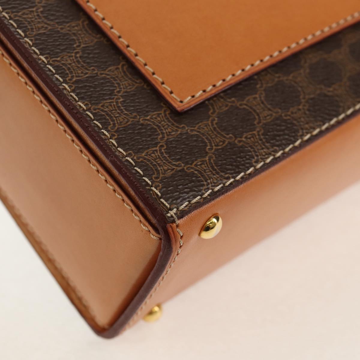CELINE Macadam Canvas Hand Bag PVC Leather Brown Gold Auth 154707V