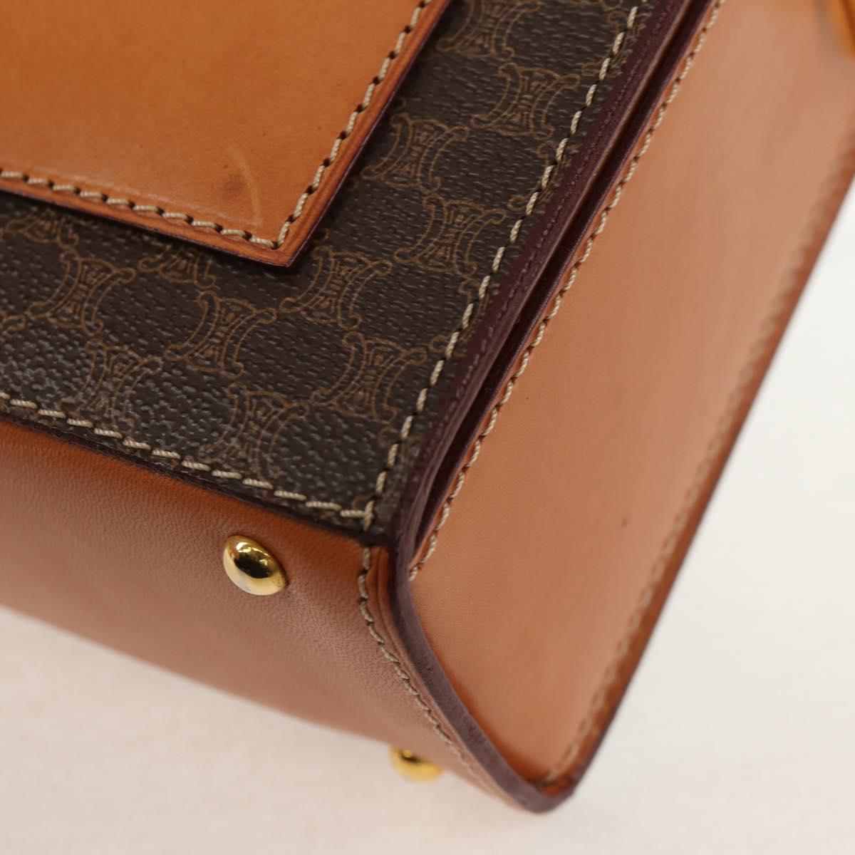 CELINE Macadam Canvas Hand Bag PVC Leather Brown Gold Auth 154707V