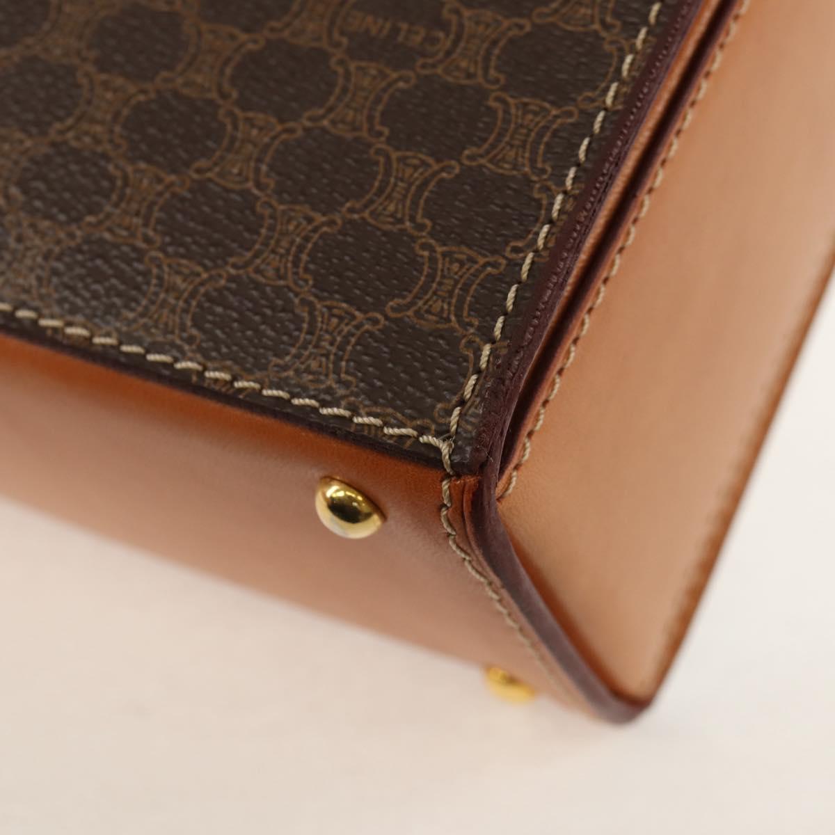 CELINE Macadam Canvas Hand Bag PVC Leather Brown Gold Auth 154707V