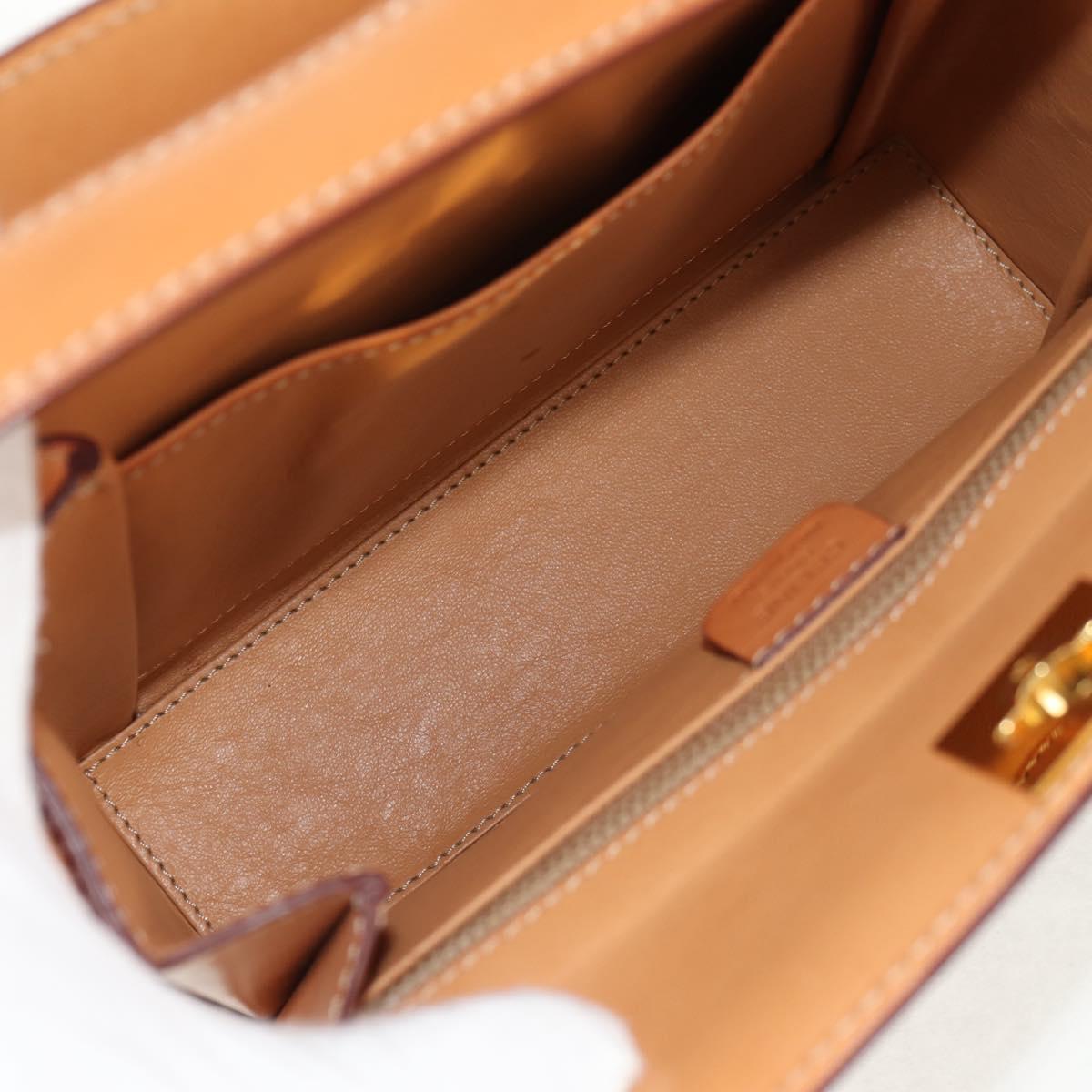 CELINE Macadam Canvas Hand Bag PVC Leather Brown Gold Auth 154707V