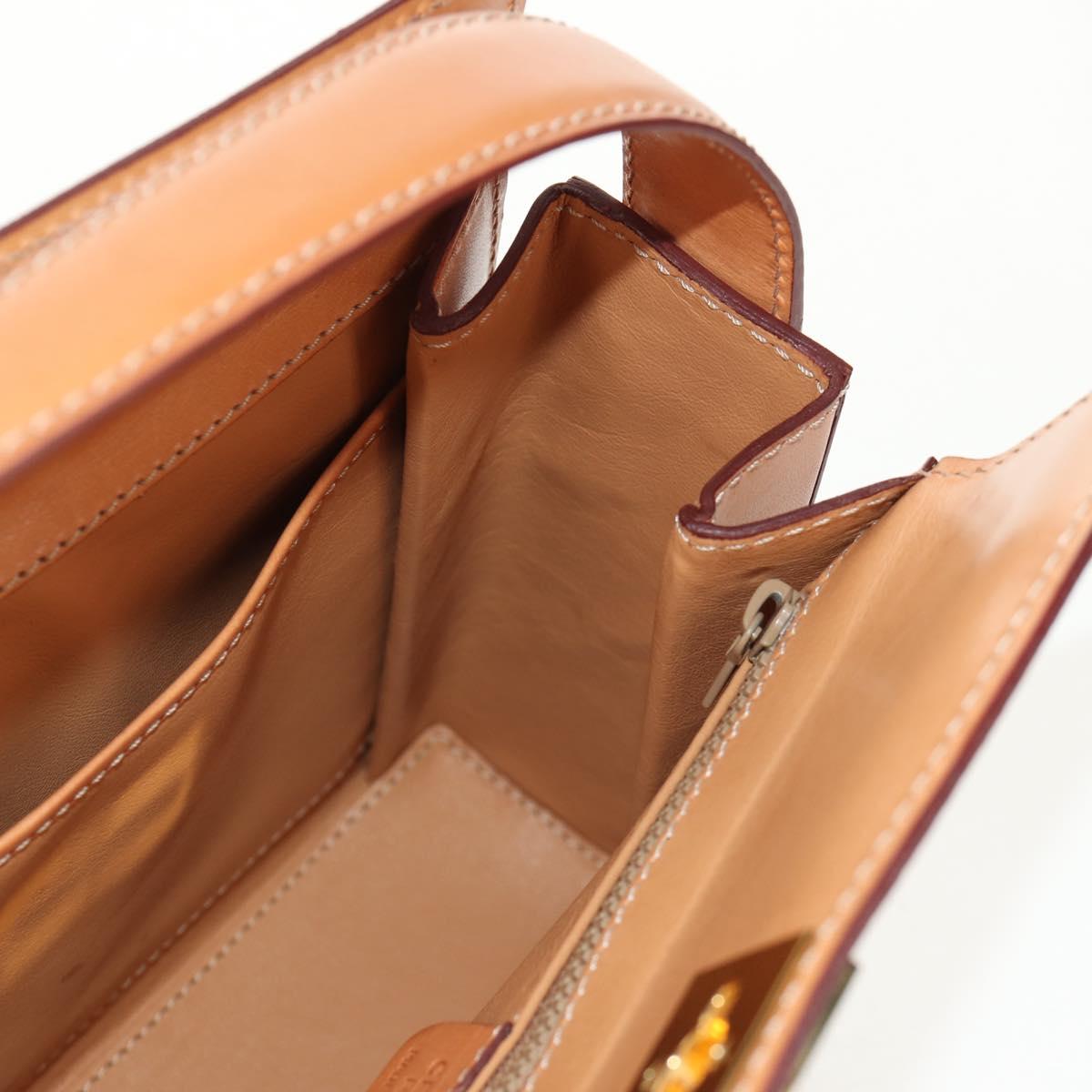 CELINE Macadam Canvas Hand Bag PVC Leather Brown Gold Auth 154707V