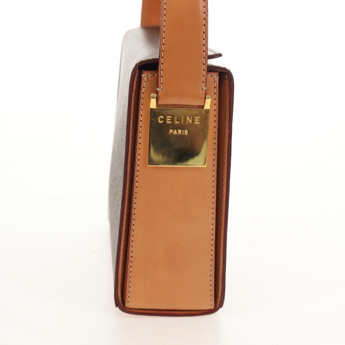 CELINE Macadam Canvas Hand Bag PVC Leather Brown Gold Auth 154707V