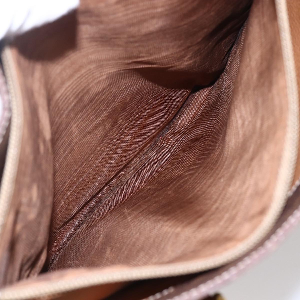 CELINE Macadam Canvas Tote Bag PVC Leather Brown Gold Auth 154708