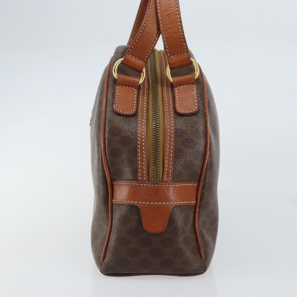 CELINE Macadam Canvas Hand Bag PVC Leather Brown Gold Auth 154710