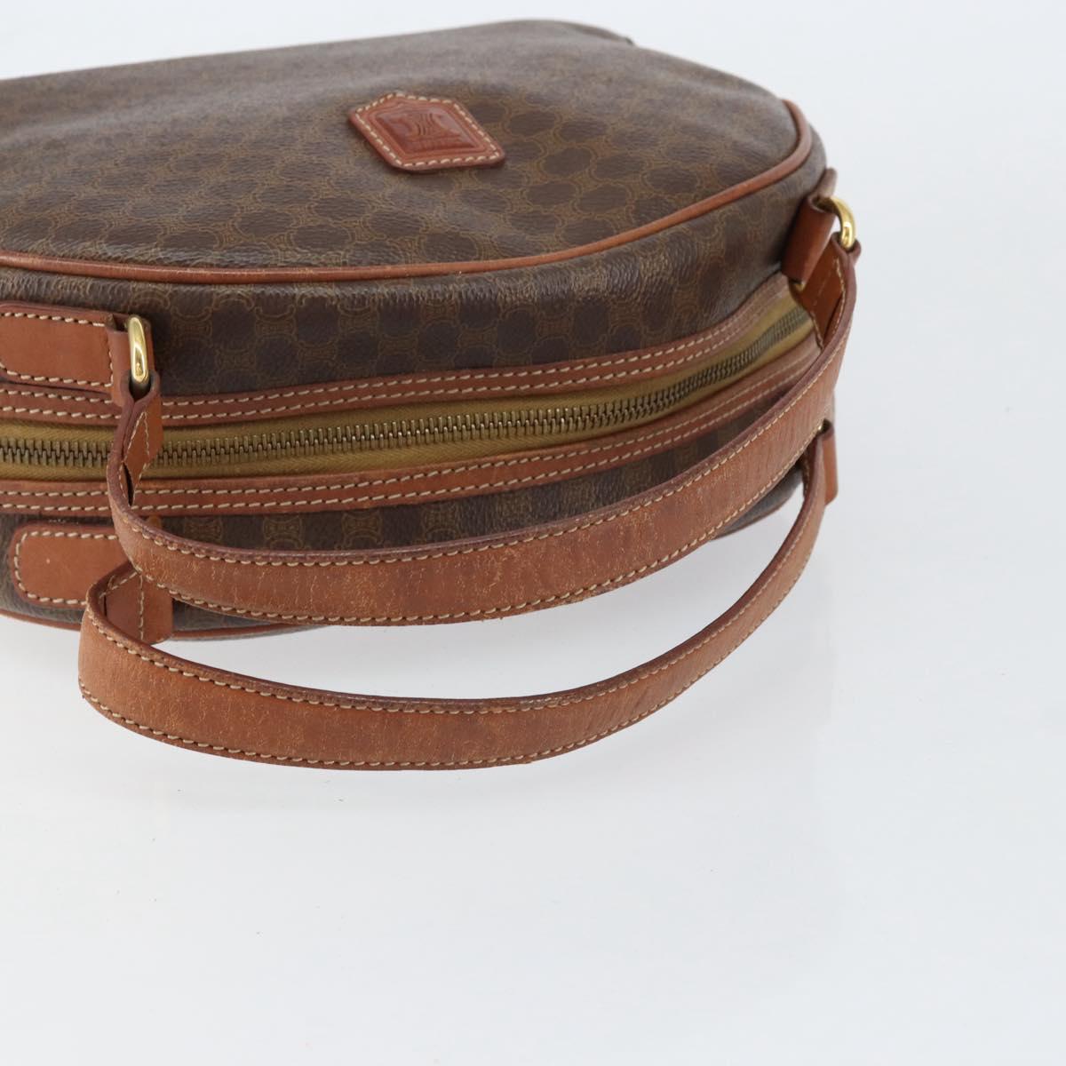 CELINE Macadam Canvas Hand Bag PVC Leather Brown Gold Auth 154710