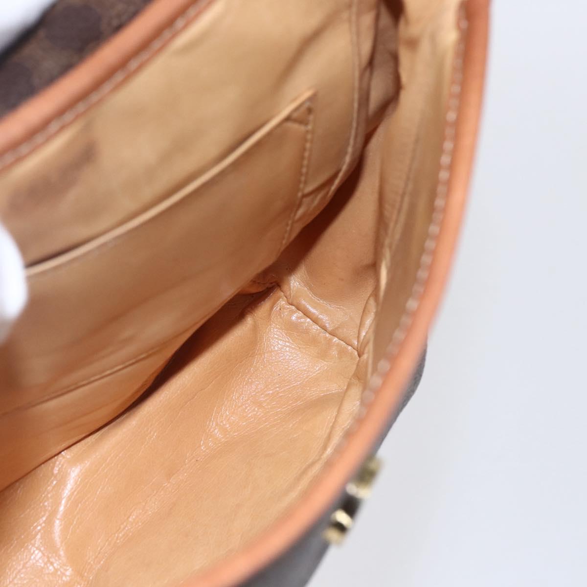 CELINE Macadam Canvas Shoulder Bag PVC Leather Brown Gold Auth 154711