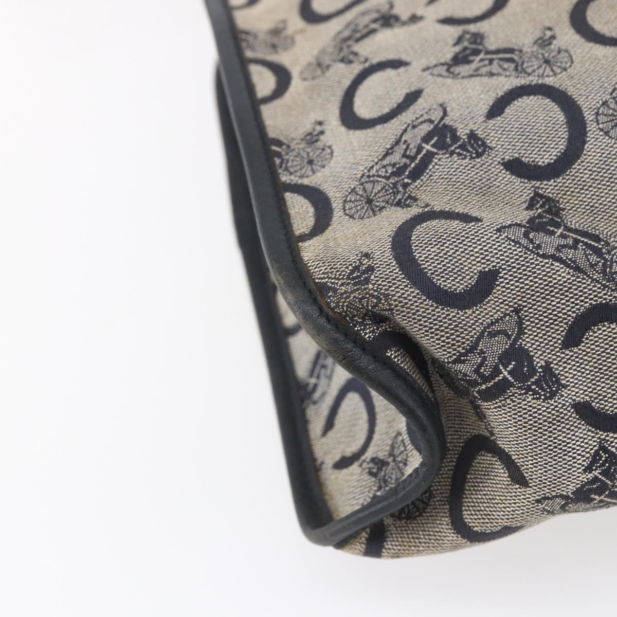 CELINE C Sulky Shoulder Bag Canvas Navy Gold Auth 154713