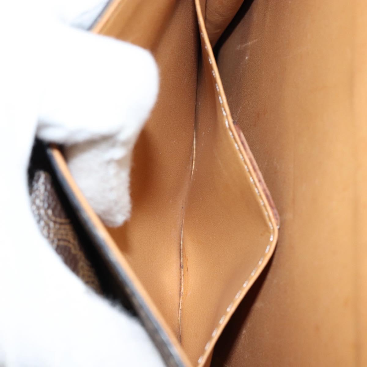 CELINE Macadam Canvas Medallion Hand Bag PVC Leather Brown Gold Auth 154716