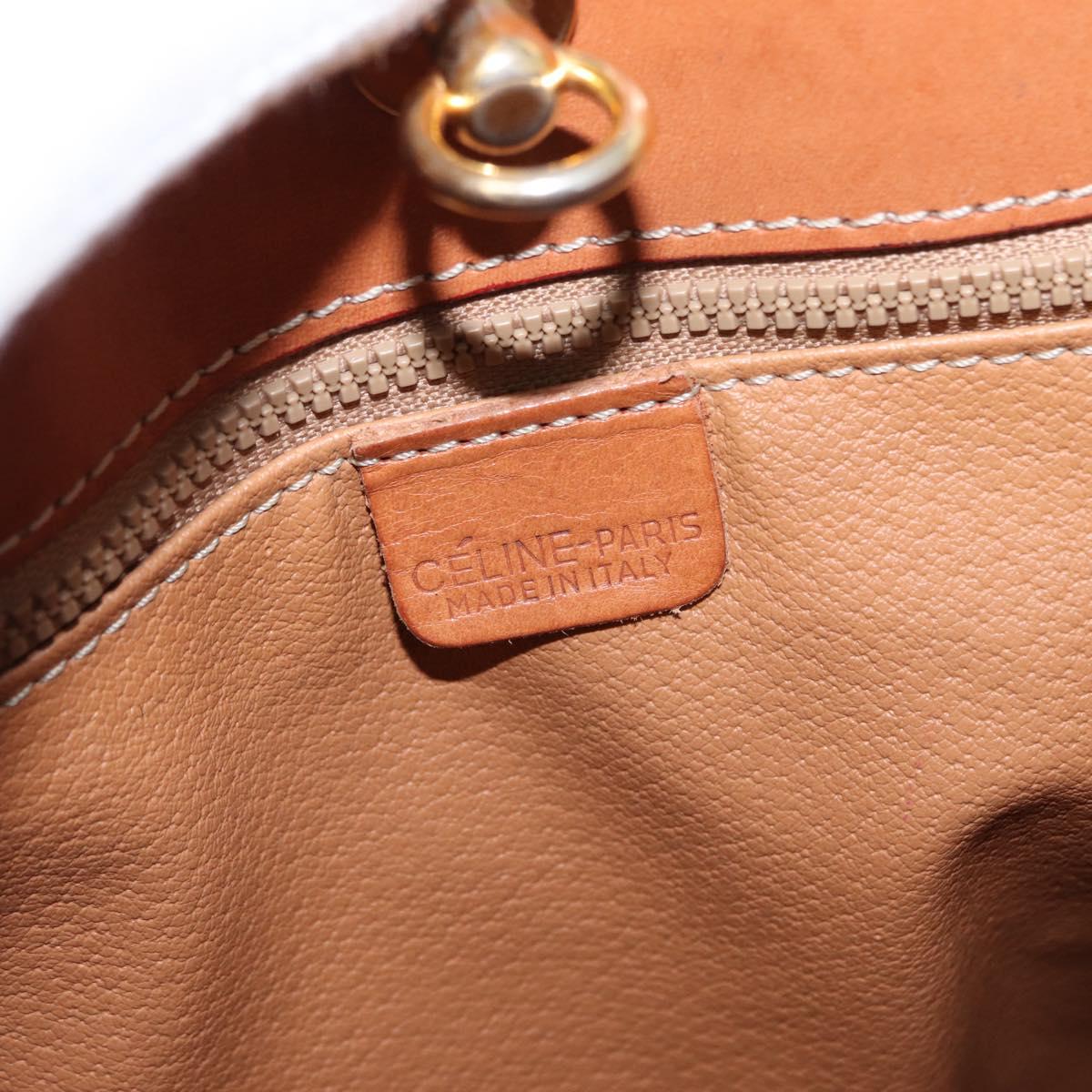 CELINE Macadam Canvas Shoulder Bag PVC Leather Brown Gold Auth 154717