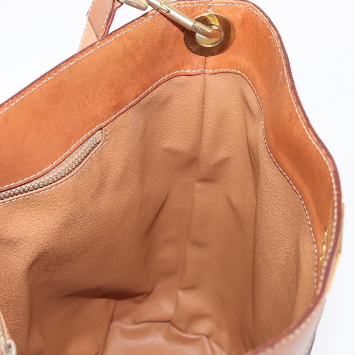 CELINE Macadam Canvas Shoulder Bag PVC Leather Brown Gold Auth 154717