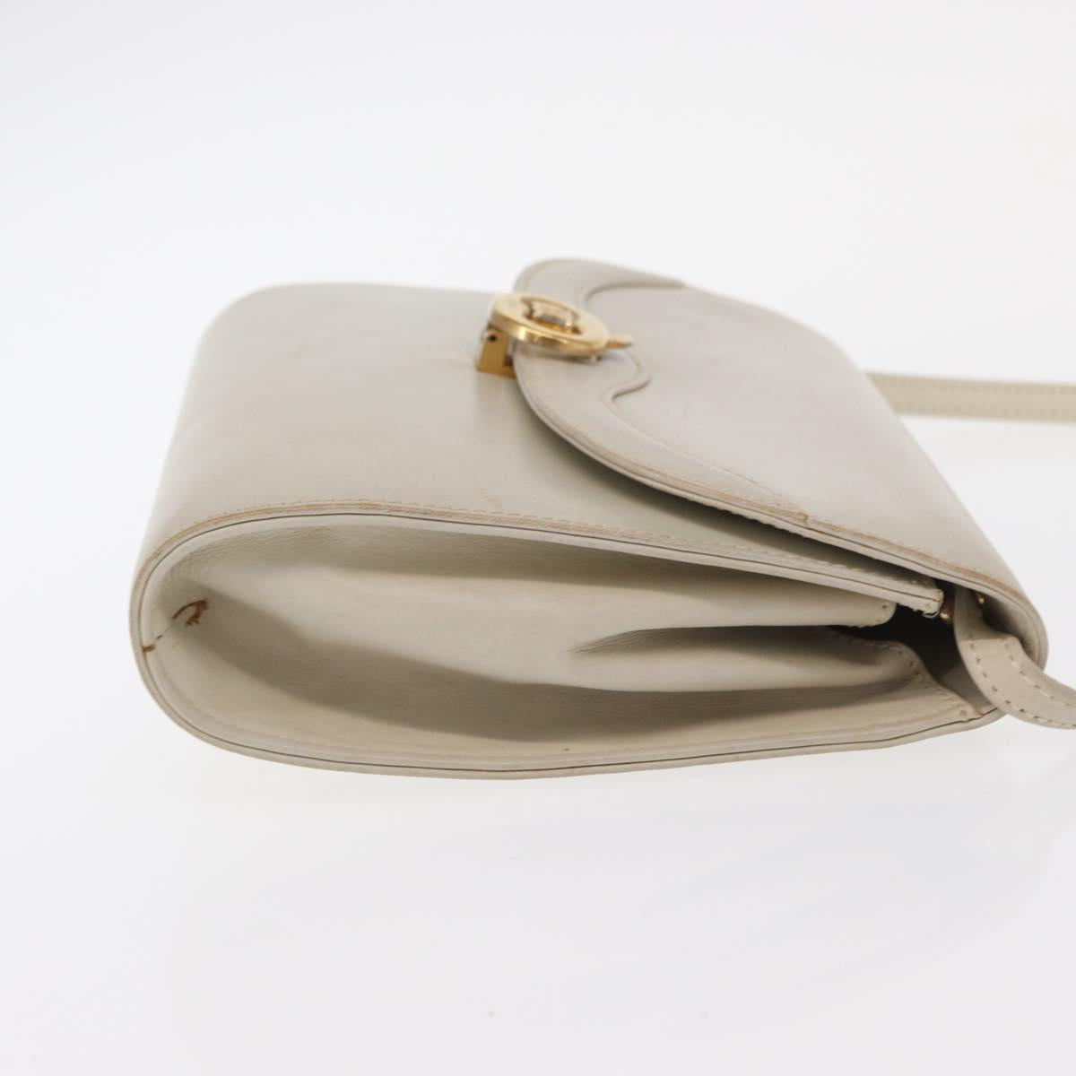 CELINE Shoulder Bag Leather Ivory Gold Auth 154718