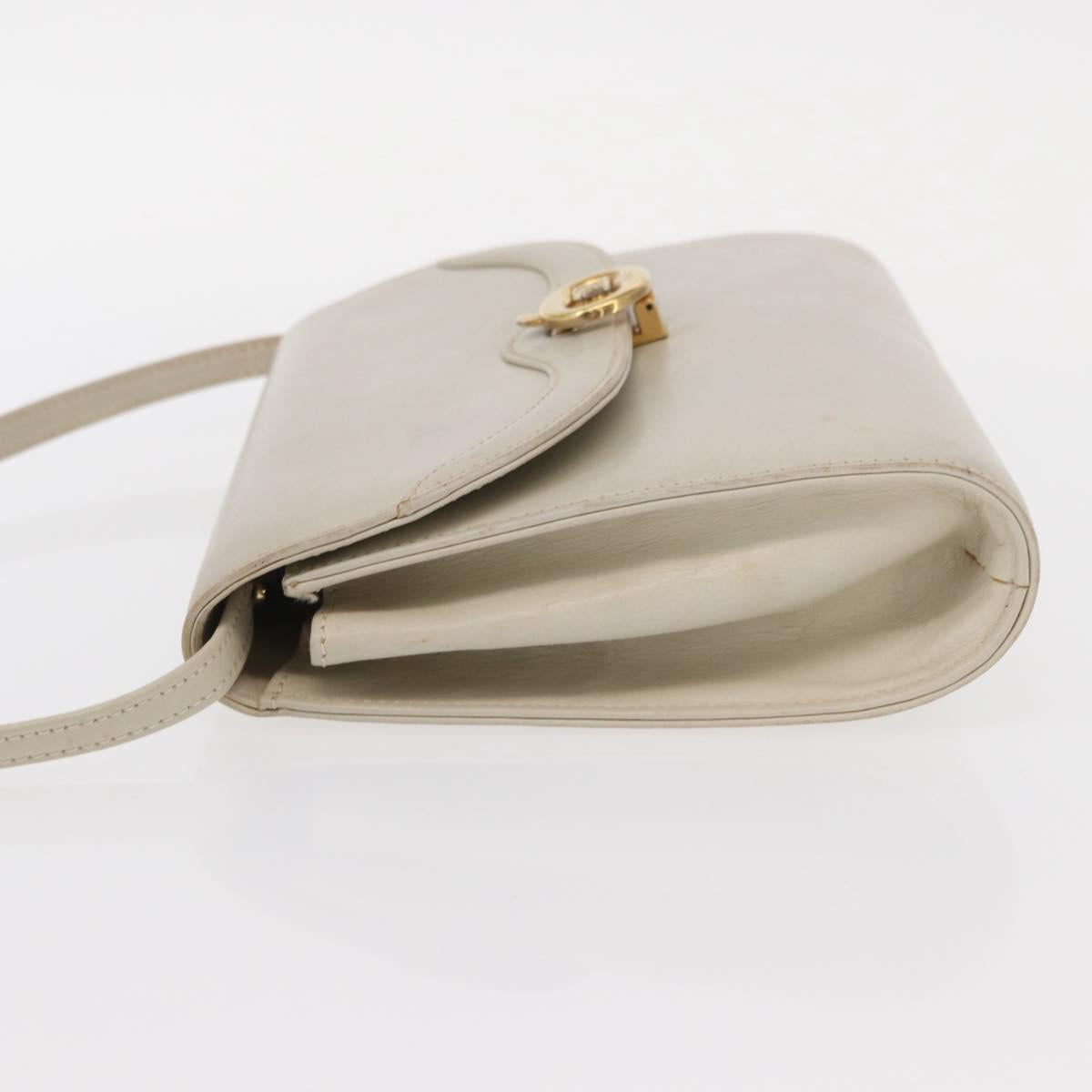CELINE Shoulder Bag Leather Ivory Gold Auth 154718