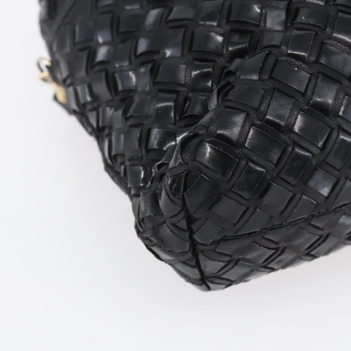 BALLY Hand Bag Leather 2way Black Gold Auth 154723