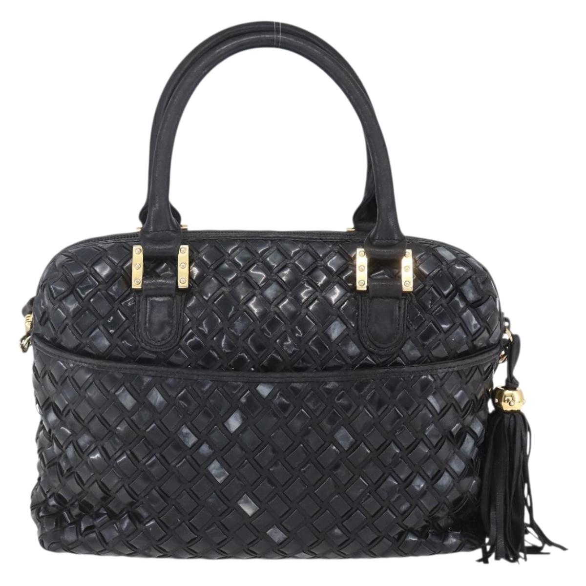 BALLY Hand Bag Leather 2way Black Gold Auth 154723