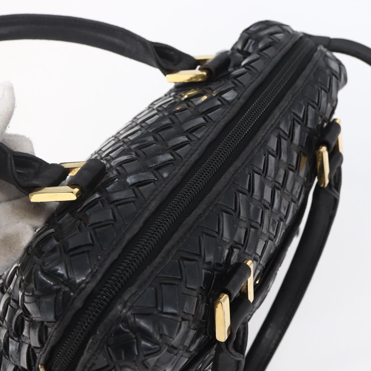 BALLY Hand Bag Leather 2way Black Gold Auth 154723