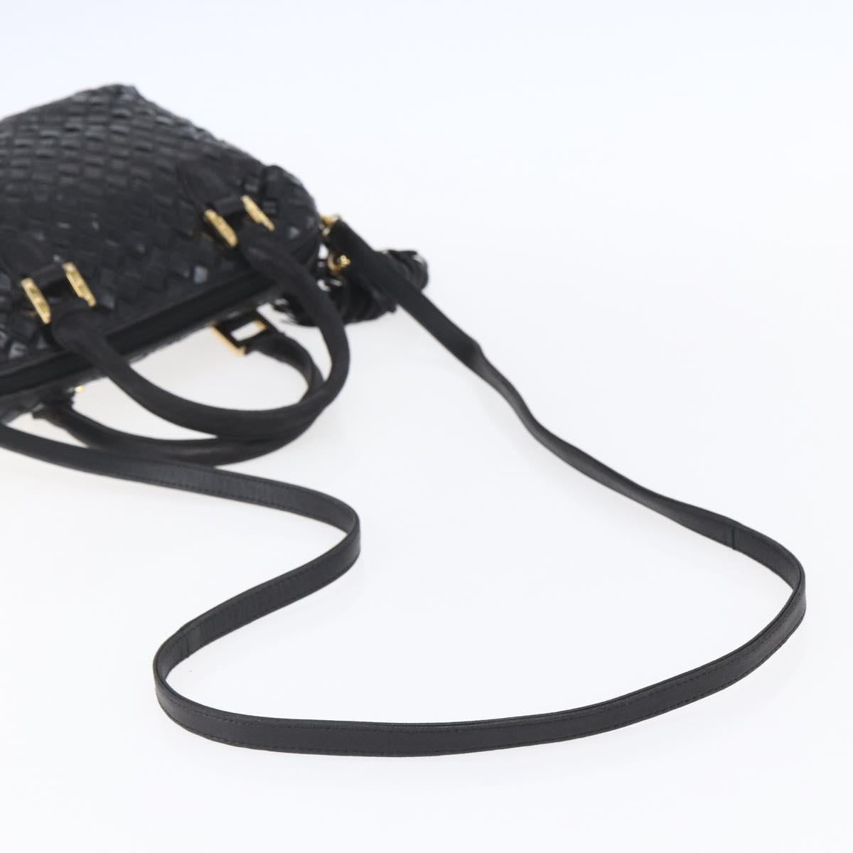 BALLY Hand Bag Leather 2way Black Gold Auth 154723