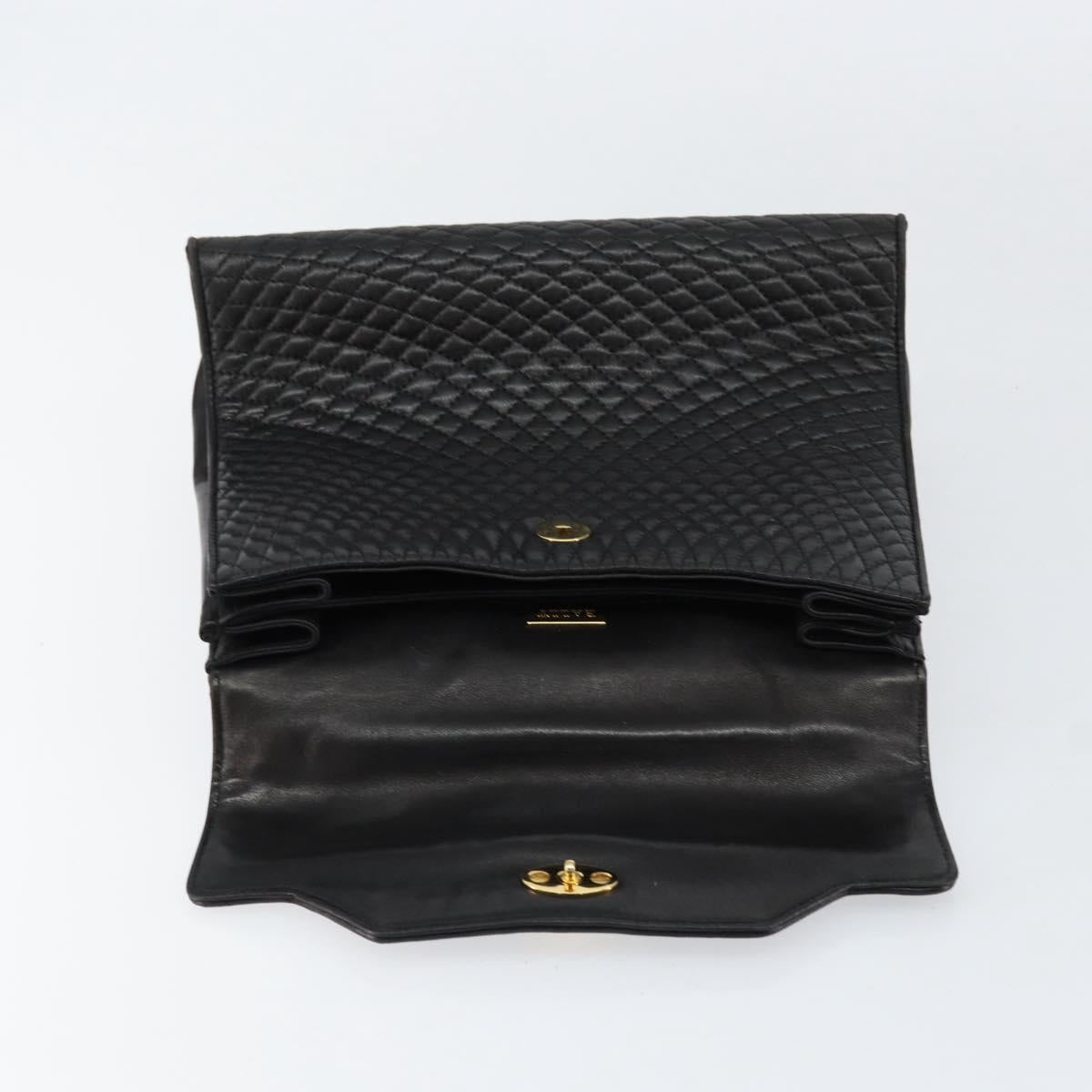 BALLY Hand Bag Leather Black Gold Auth 154724