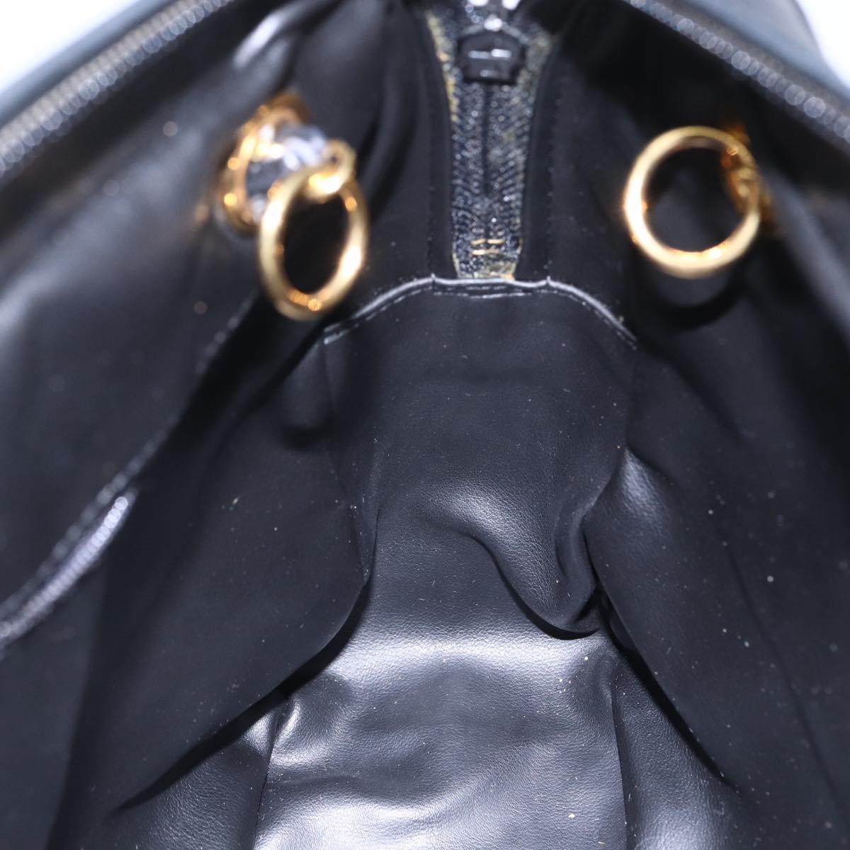 BALLY Chain Shoulder Bag Leather Black Gold Auth 154725