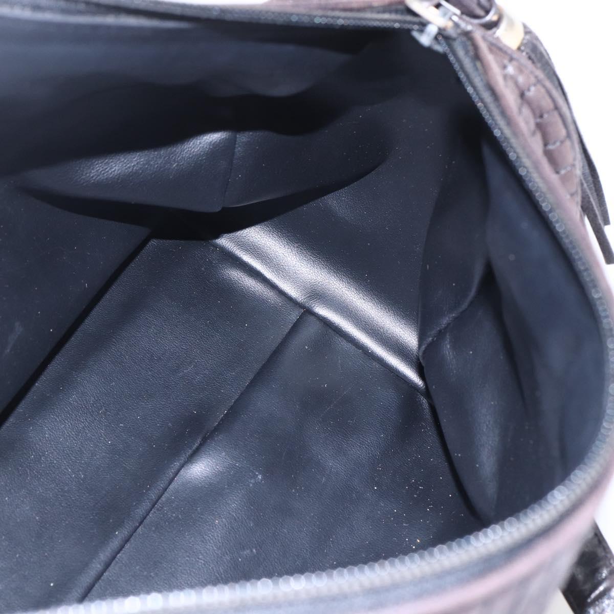 BALLY Hand Bag Leather Black Gold Auth 154726