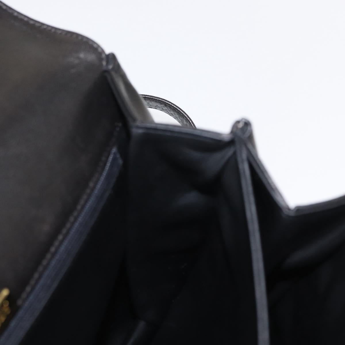 BALLY Hand Bag Leather 2way Black Gold Auth 154727