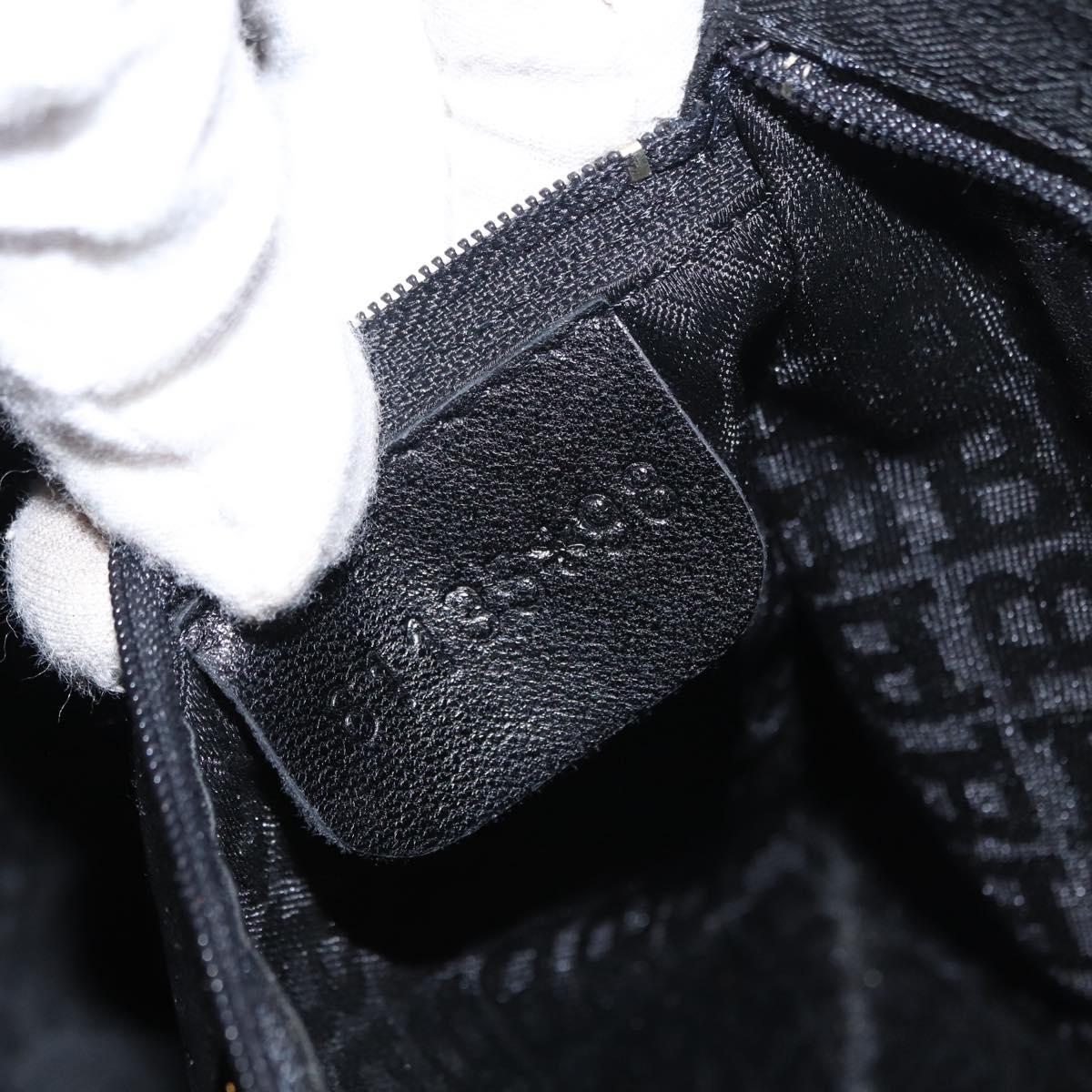 BALLY Quilted Hand Bag Leather Black Gold Auth 154728