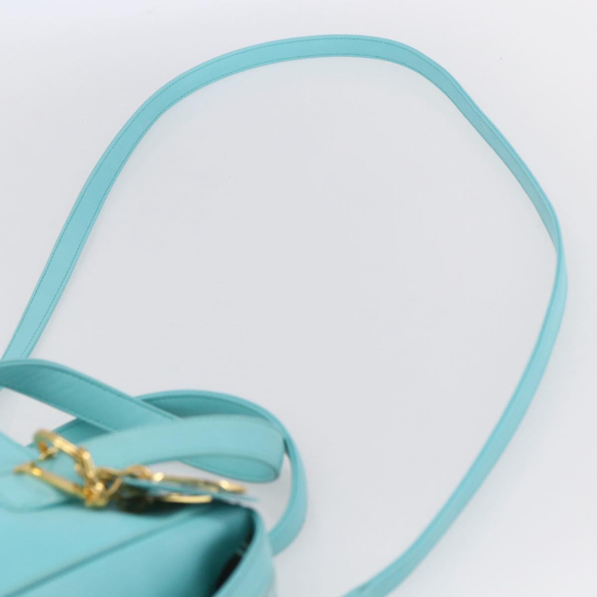 Christian Dior Micro bag Hand Bag Leather 2way Light Blue Gold Auth 154733V