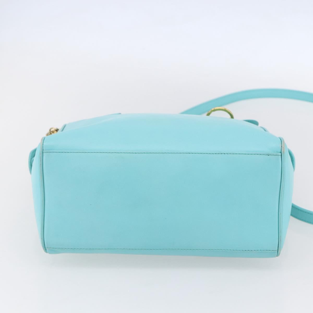 Christian Dior Micro bag Hand Bag Leather 2way Light Blue Gold Auth 154733