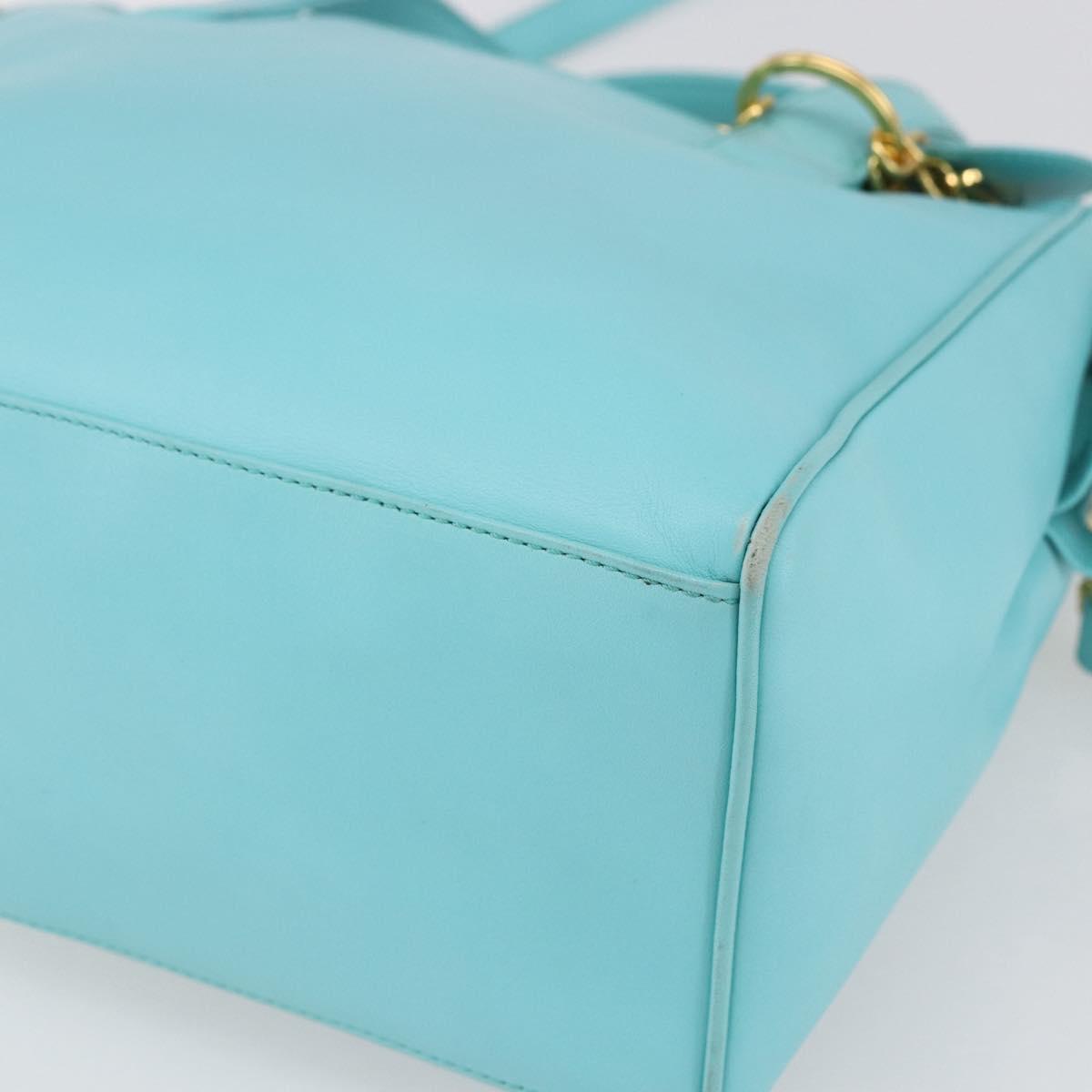 Christian Dior Micro bag Hand Bag Leather 2way Light Blue Gold Auth 154733V