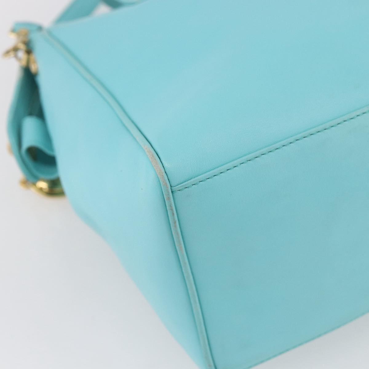Christian Dior Micro bag Hand Bag Leather 2way Light Blue Gold Auth 154733V