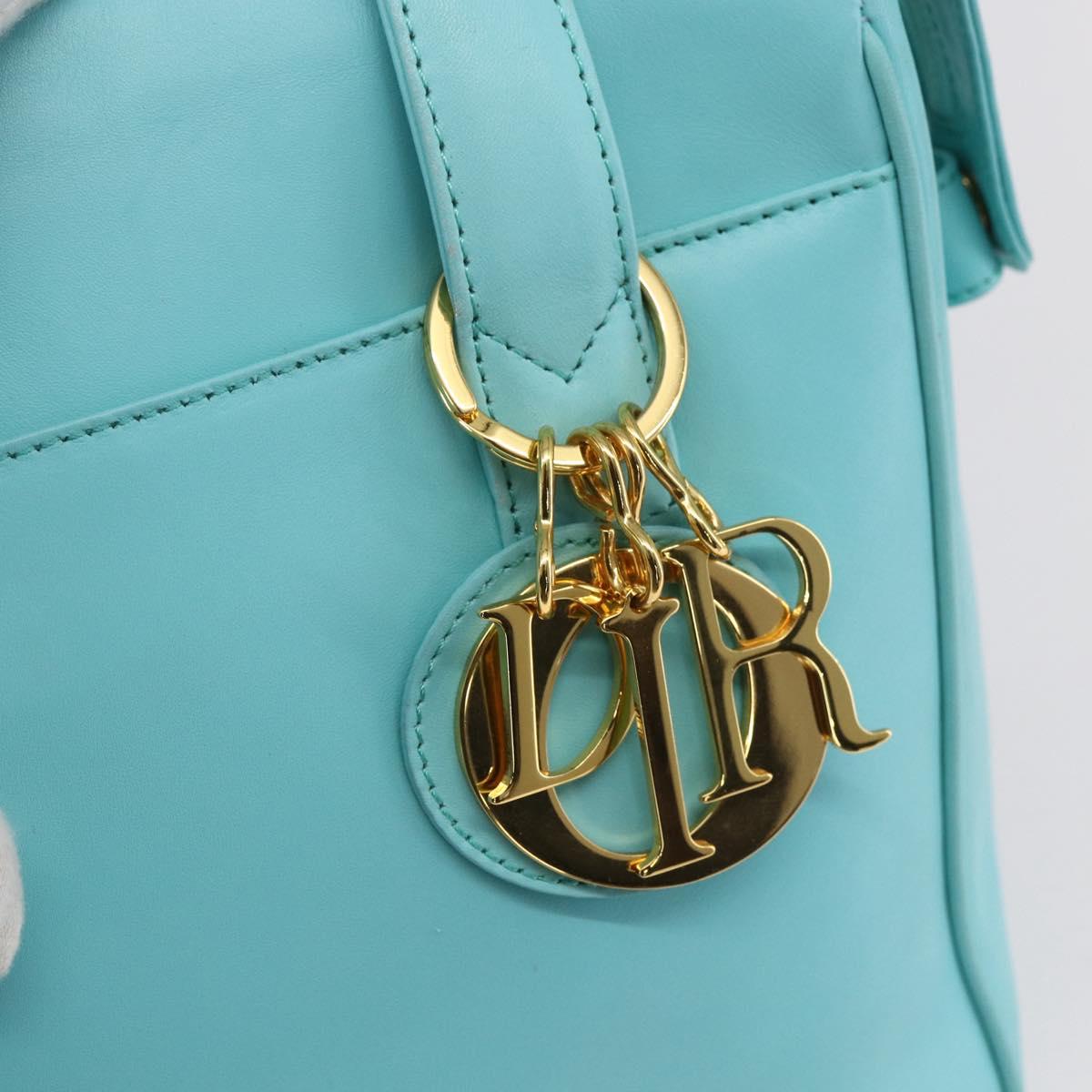 Christian Dior Micro bag Hand Bag Leather 2way Light Blue Gold Auth 154733V