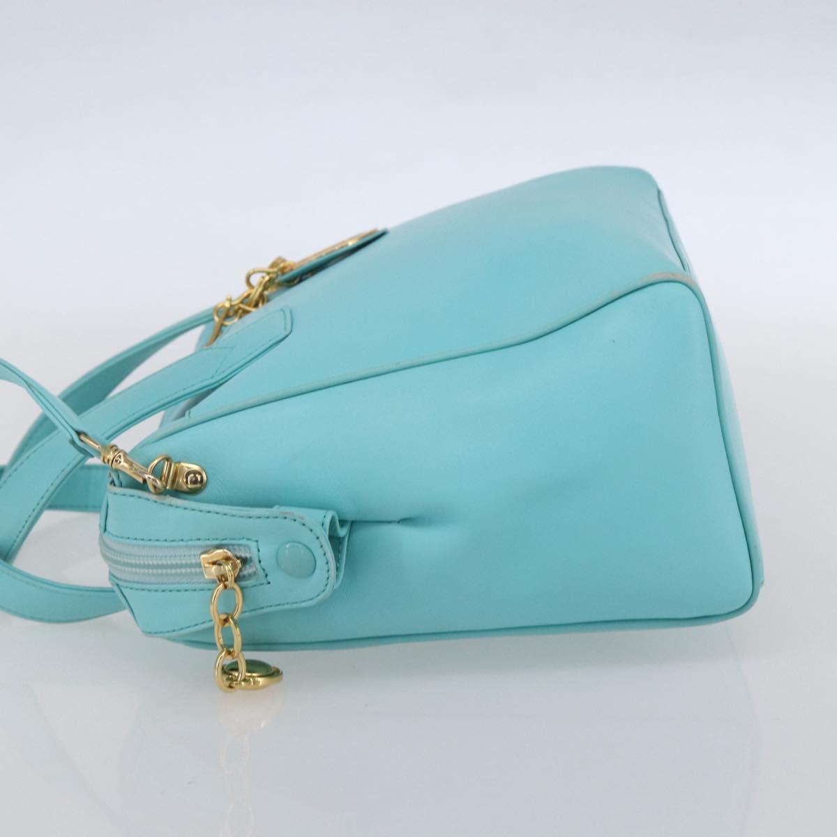 Christian Dior Micro bag Hand Bag Leather 2way Light Blue Gold Auth 154733